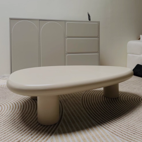 Table basse ronde triangulaire en bois d’ingénierie de style français traditionnel avec 1 niveau pour salon 