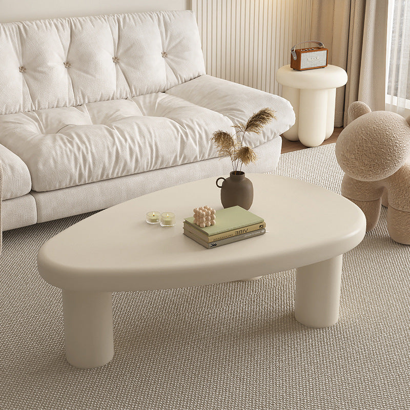 Table basse ronde triangulaire en bois d’ingénierie de style français traditionnel avec 1 niveau pour salon 