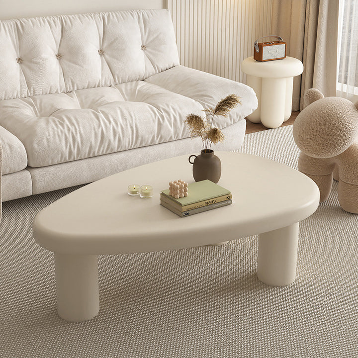 Table basse ronde triangulaire en bois d’ingénierie de style français traditionnel avec 1 niveau pour salon 