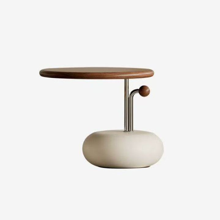 Mesa de café cilíndrica redonda de MDF de acero inoxidable de madera de pino creativa contemporánea de 1 nivel para sala de estar 
