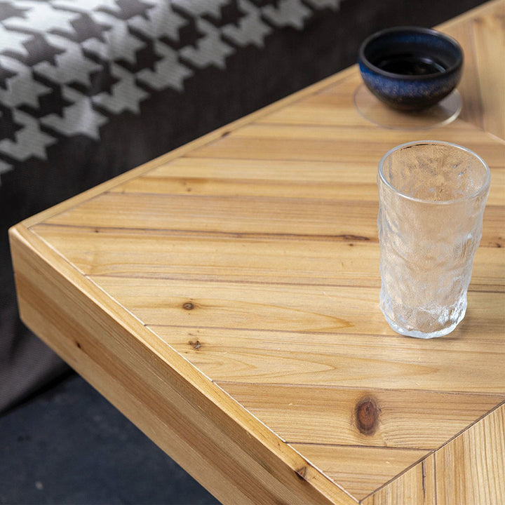Traditional Chinese Fir Wood HDF Square Tapered Coffee Table Single Tier For Living Room