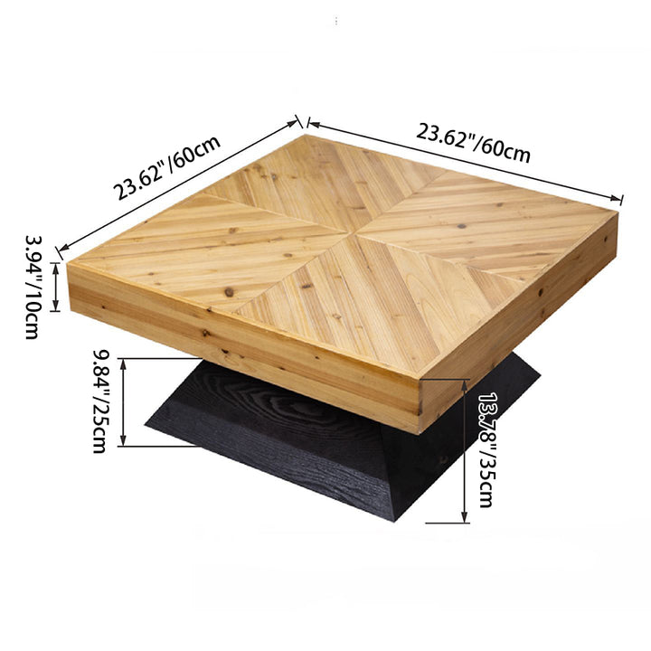 Table basse carrée effilée à un niveau en bois de sapin chinois traditionnel pour salon 