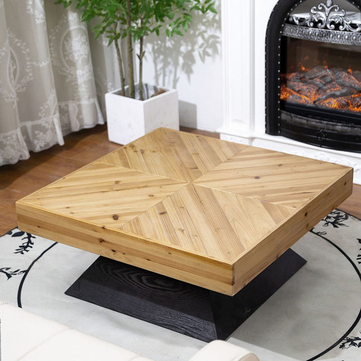 Table basse carrée effilée à un niveau en bois de sapin chinois traditionnel pour salon 