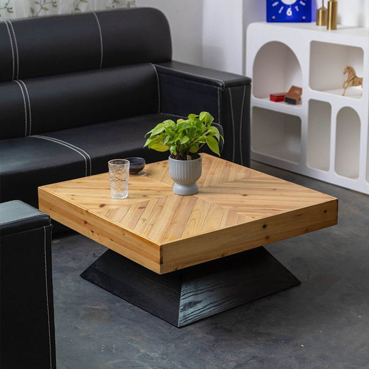 Table basse carrée effilée à un niveau en bois de sapin chinois traditionnel pour salon 