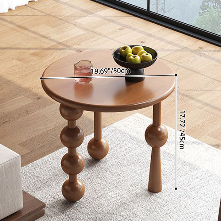 Table basse ronde en bois de caoutchouc vintage traditionnel en forme de boule, à 1 niveau, pour salon 