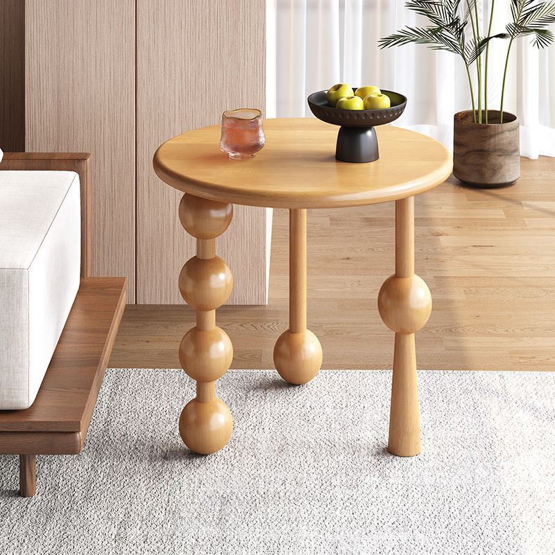 Traditional Vintage Rubber Wood Round Ball-Shaped Coffee Table 1-Tier For Living Room