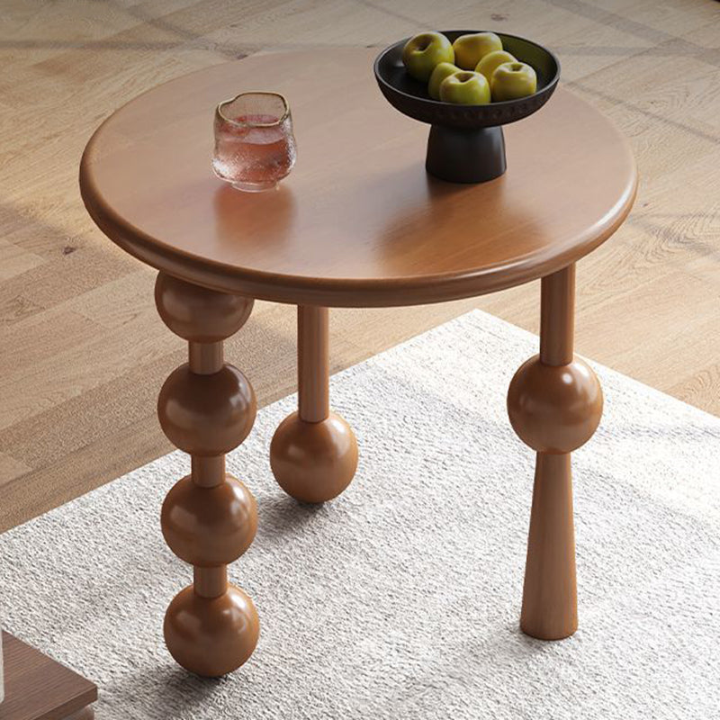 Traditional Vintage Rubber Wood Round Ball-Shaped Coffee Table 1-Tier For Living Room