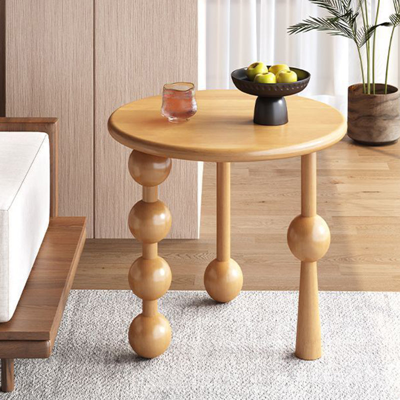 Traditional Vintage Rubber Wood Round Ball-Shaped Coffee Table 1-Tier For Living Room