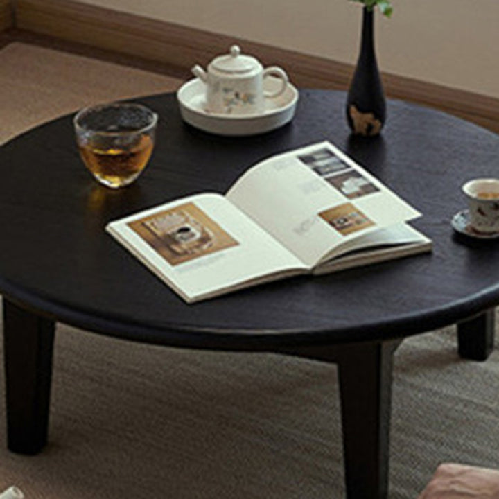 Table basse ronde japonaise traditionnelle en frêne, 1 niveau, pour salon 