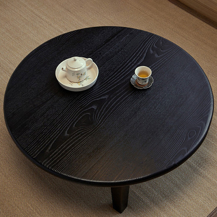 Table basse ronde japonaise traditionnelle en frêne, 1 niveau, pour salon 