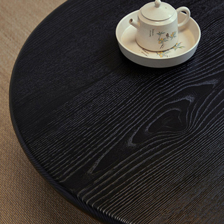 Table basse ronde japonaise traditionnelle en frêne, 1 niveau, pour salon 
