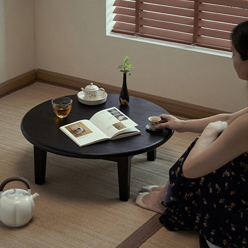 Table basse ronde japonaise traditionnelle en frêne, 1 niveau, pour salon 