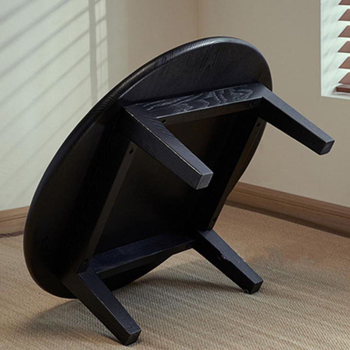 Table basse ronde japonaise traditionnelle en frêne, 1 niveau, pour salon 
