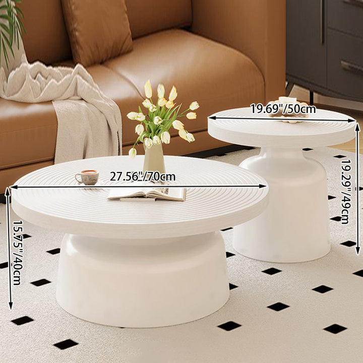 Table basse ronde texturée en acier inoxydable, style minimaliste moderne et écologique, à un niveau, pour salon 