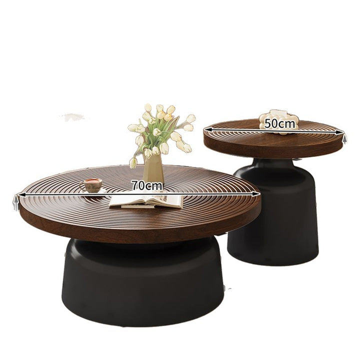 Modern Minimalist MDF Carbon Steel Round Textured Coffee Table 1 Tier For Living Room