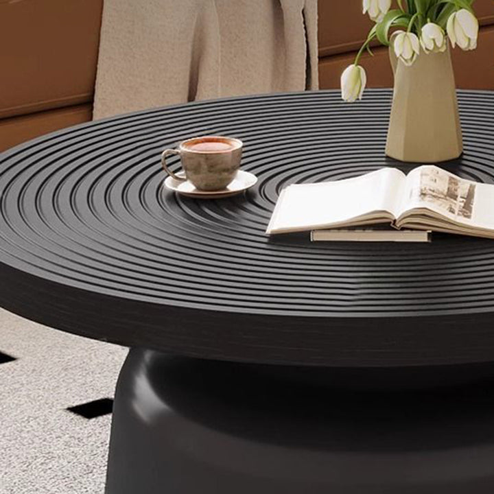 Modern Minimalist MDF Carbon Steel Round Textured Coffee Table 1 Tier For Living Room