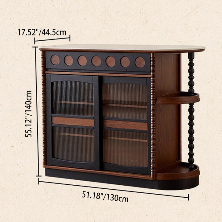 Table basse rectangulaire courbée à 3 niveaux en bois de chêne chinois traditionnel, verre et acier inoxydable pour salon 