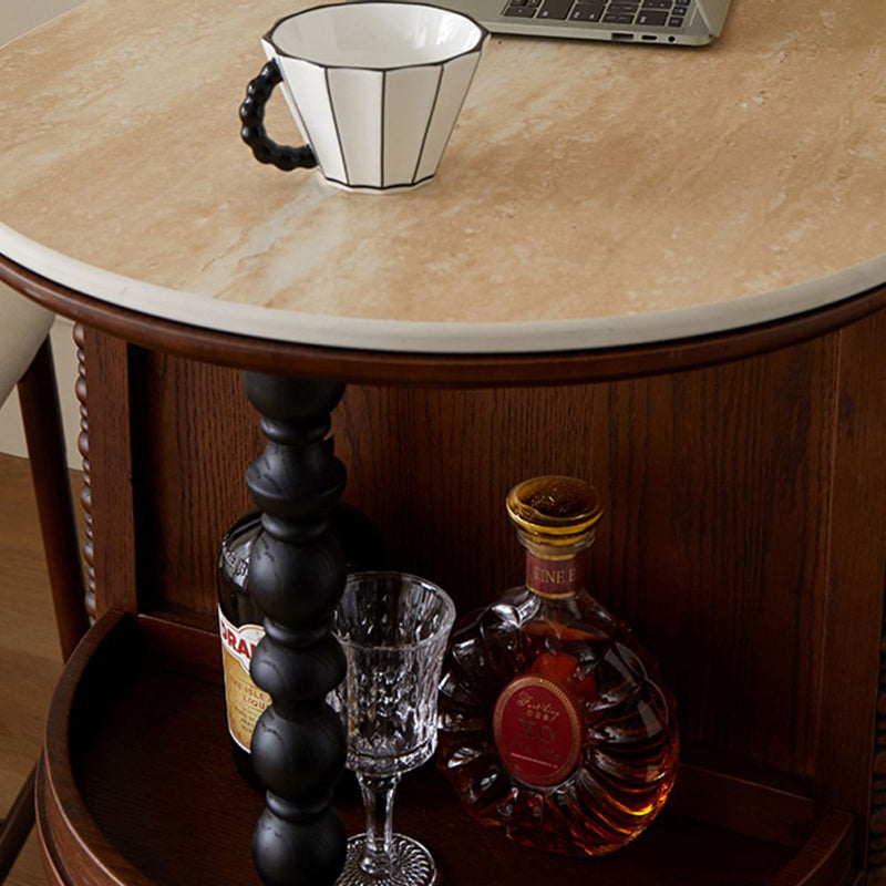 Traditional Chinese Oak Wood Glass Stainless Steel Curved Rectangular Coffee Table 3 Tier For Living Room