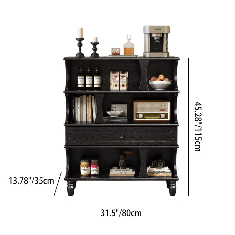 Armoire de rangement rectangulaire à 4 niveaux, colonne romaine en bois de frêne français traditionnel, pour salon 