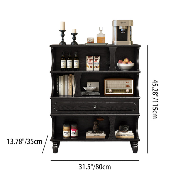 Armoire de rangement rectangulaire à 4 niveaux, colonne romaine en bois de frêne français traditionnel, pour salon 
