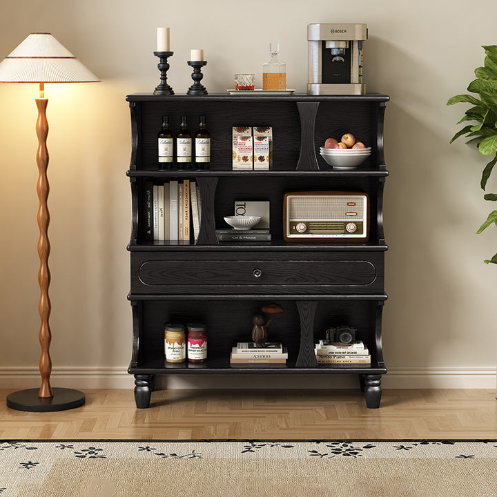 Armoire de rangement rectangulaire à 4 niveaux, colonne romaine en bois de frêne français traditionnel, pour salon 