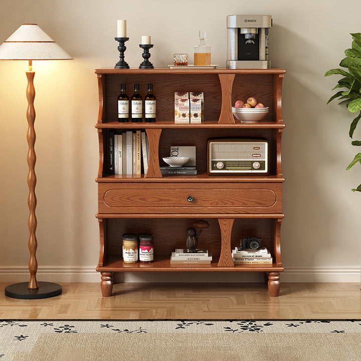 Armoire de rangement rectangulaire à 4 niveaux, colonne romaine en bois de frêne français traditionnel, pour salon 