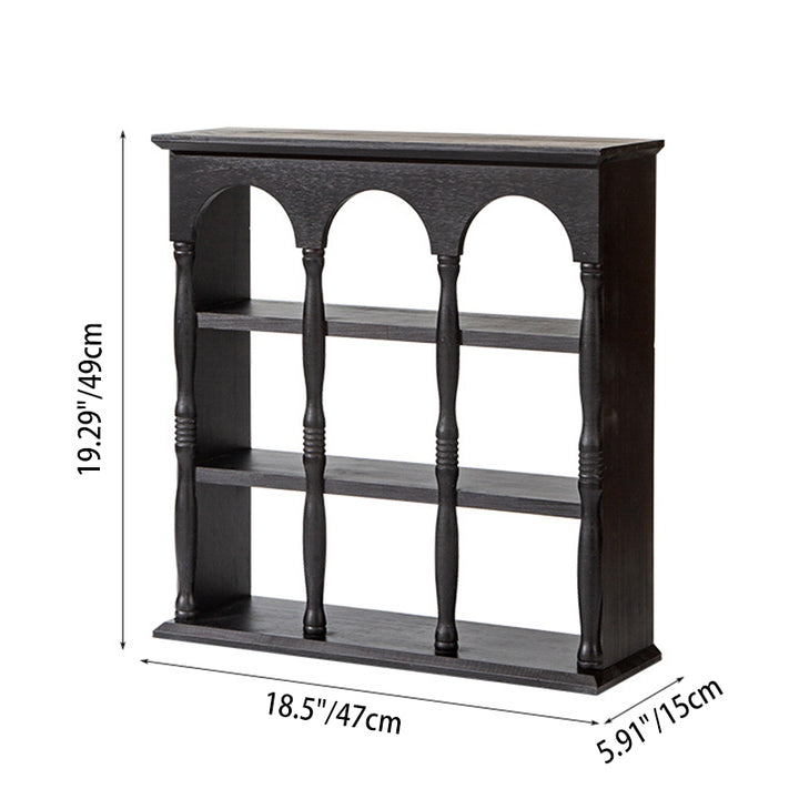 Traditional French Solid Wood Arched Square Storage Shelf 3-Tier For Living Room