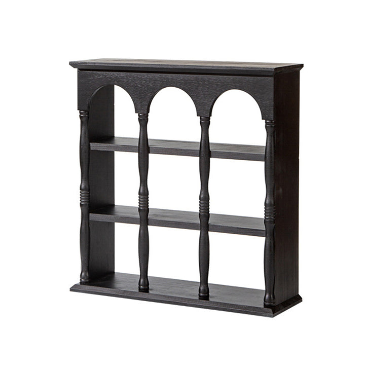 Traditional French Solid Wood Arched Square Storage Shelf 3-Tier For Living Room