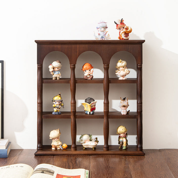 Traditional French Solid Wood Arched Square Storage Shelf 3-Tier For Living Room