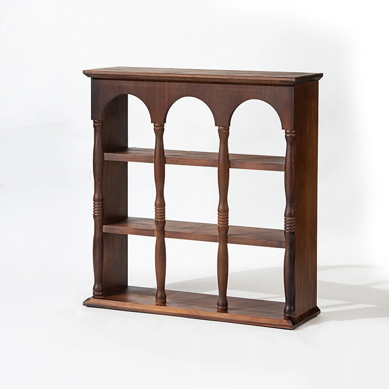 Traditional French Solid Wood Arched Square Storage Shelf 3-Tier For Living Room
