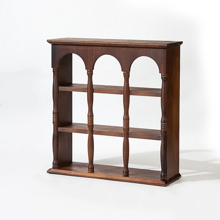 Traditional French Solid Wood Arched Square Storage Shelf 3-Tier For Living Room