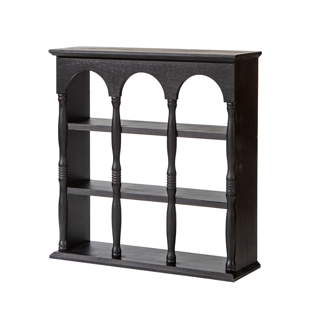 Traditional French Solid Wood Arched Square Storage Shelf 3-Tier For Living Room