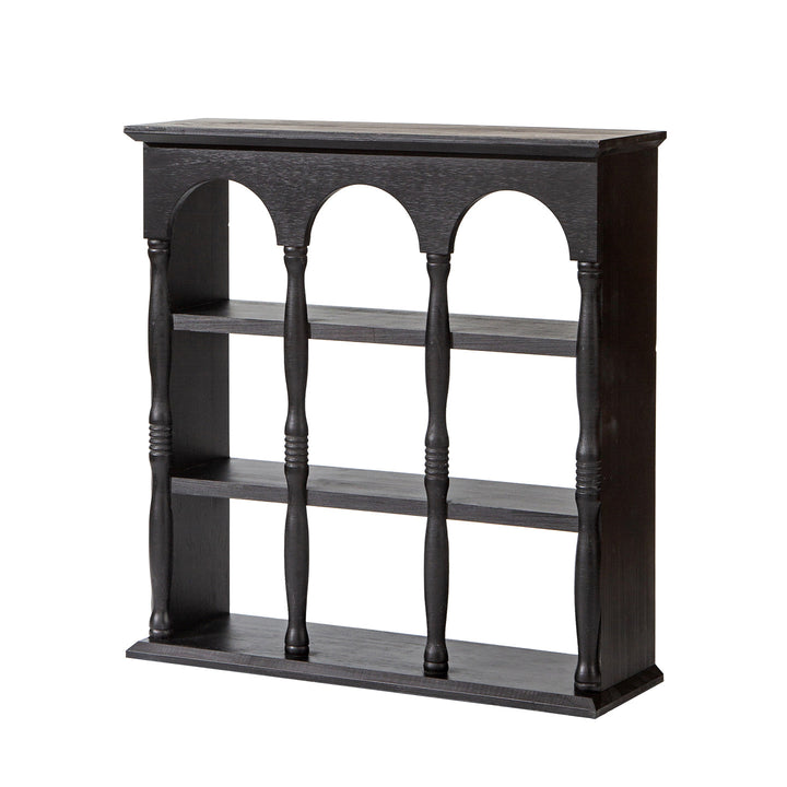 Traditional French Solid Wood Arched Square Storage Shelf 3-Tier For Living Room