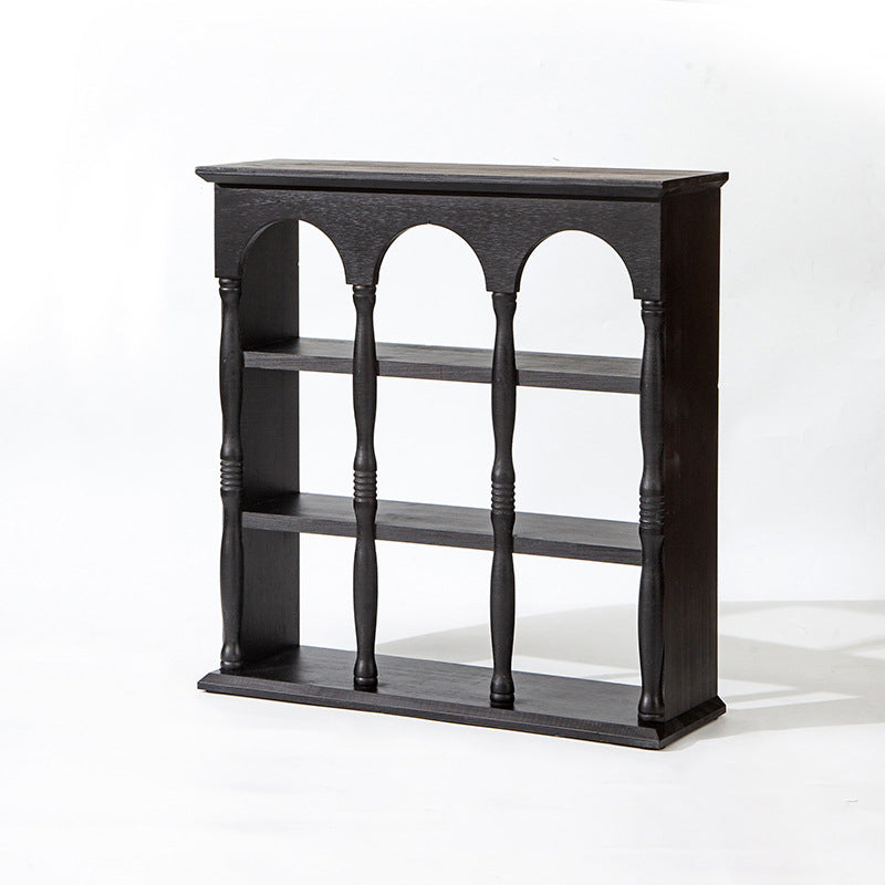 Traditional French Solid Wood Arched Square Storage Shelf 3-Tier For Living Room