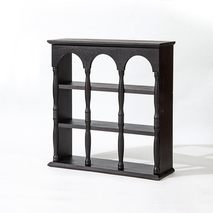 Traditional French Solid Wood Arched Square Storage Shelf 3-Tier For Living Room