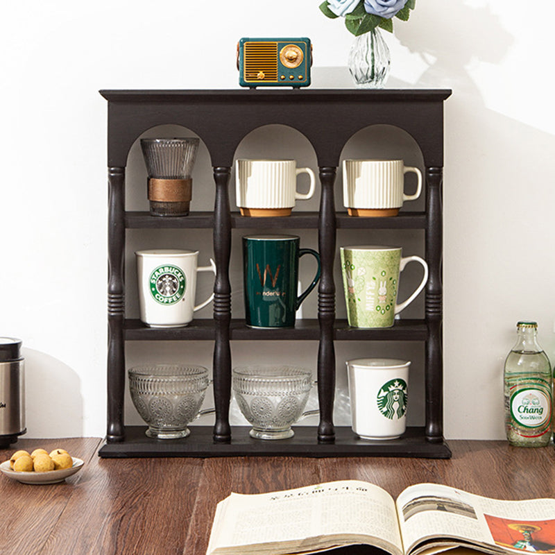 Traditional French Solid Wood Arched Square Storage Shelf 3-Tier For Living Room