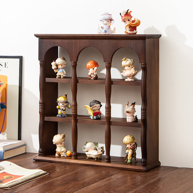 Traditional French Solid Wood Arched Square Storage Shelf 3-Tier For Living Room