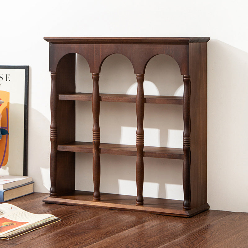 Traditional French Solid Wood Arched Square Storage Shelf 3-Tier For Living Room