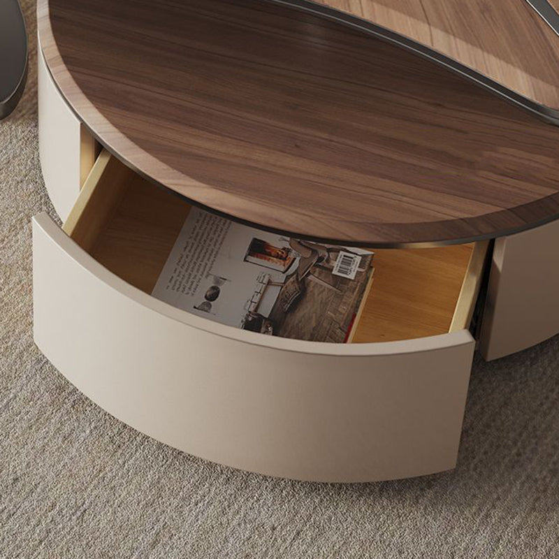 Traditioneller chinesischer Couchtisch aus Edelstahl und Massivholz mit mehrschichtigem, blattförmigem, rundem Design, 2-stufig für das Wohnzimmer 
