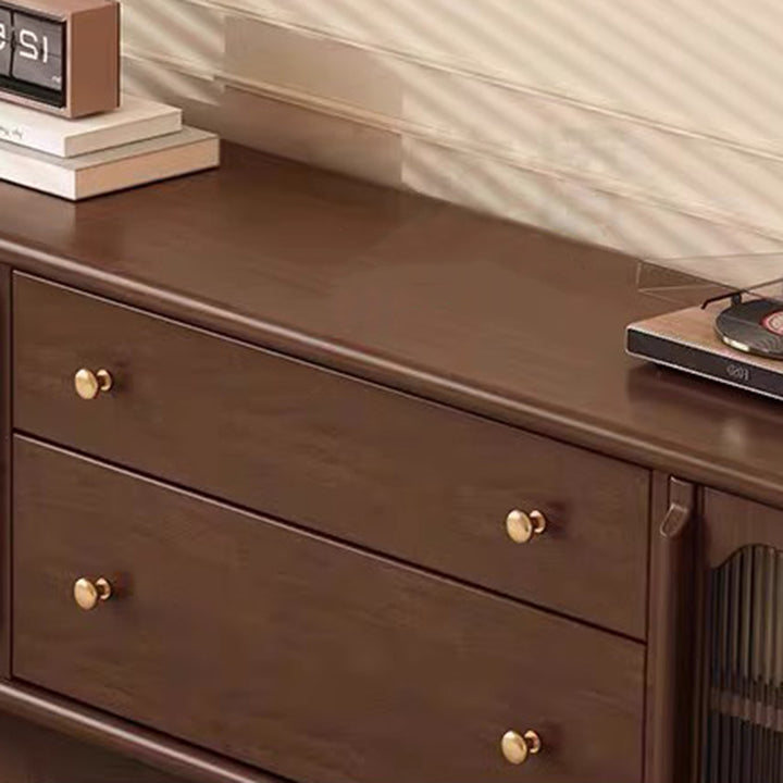 Traditional Vintage Rubberwood Ash Veneer Elongated Oval Coffee Table With 2 Drawers For Living Room