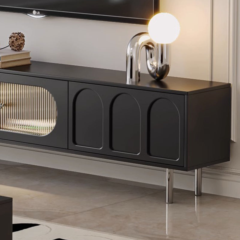 Traditional French Particle Board MDF Stainless Steel Glass Cylindrical Rectangular TV Stand With 2 Drawers For Living Room