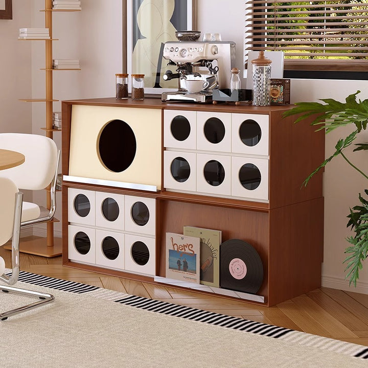 Meuble TV rectangulaire ou rond en pin français traditionnel, bois massif, panneau multicouche, avec verre et 2 tiroirs pour salon 