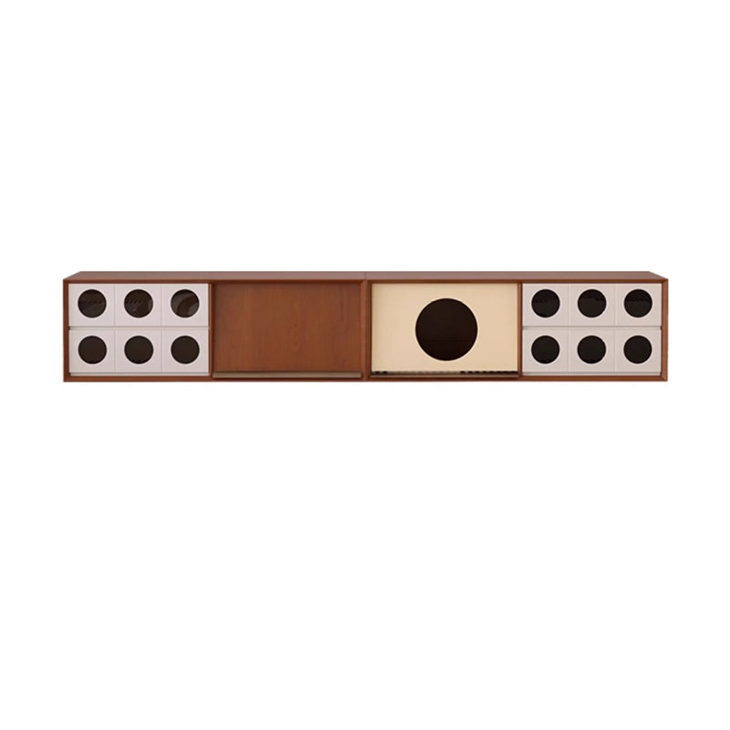 Meuble TV rectangulaire ou rond en pin français traditionnel, bois massif, panneau multicouche, avec verre et 2 tiroirs pour salon 