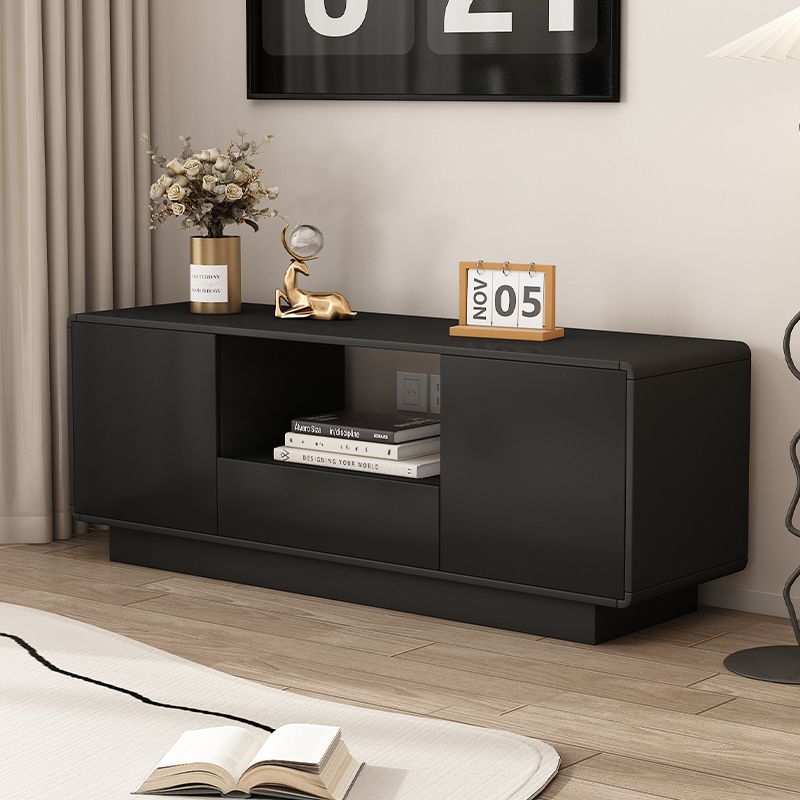 Moderner minimalistischer Eco Board TV-Ständer aus Massivholz mit mehreren Schichten, abgerundeter rechteckiger Form und 2 Aufbewahrungsmöglichkeiten für das Wohnzimmer 