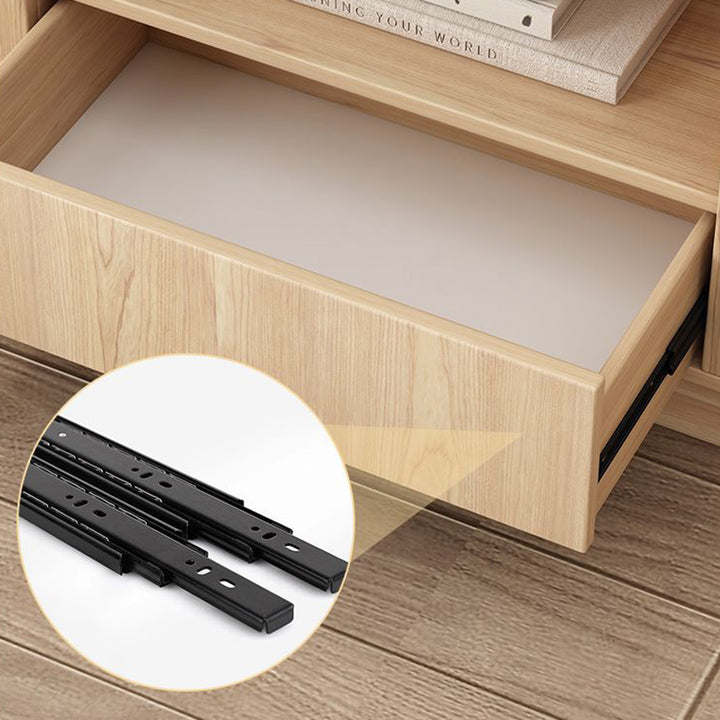 Moderner minimalistischer Eco Board TV-Ständer aus Massivholz mit mehreren Schichten, abgerundeter rechteckiger Form und 2 Aufbewahrungsmöglichkeiten für das Wohnzimmer 