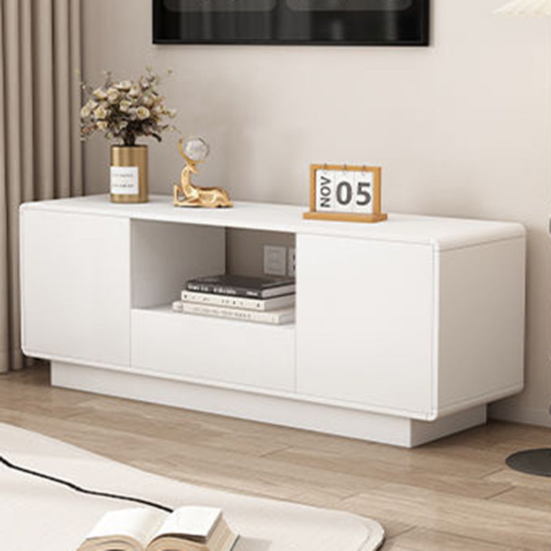 Moderner minimalistischer Eco Board TV-Ständer aus Massivholz mit mehreren Schichten, abgerundeter rechteckiger Form und 2 Aufbewahrungsmöglichkeiten für das Wohnzimmer 