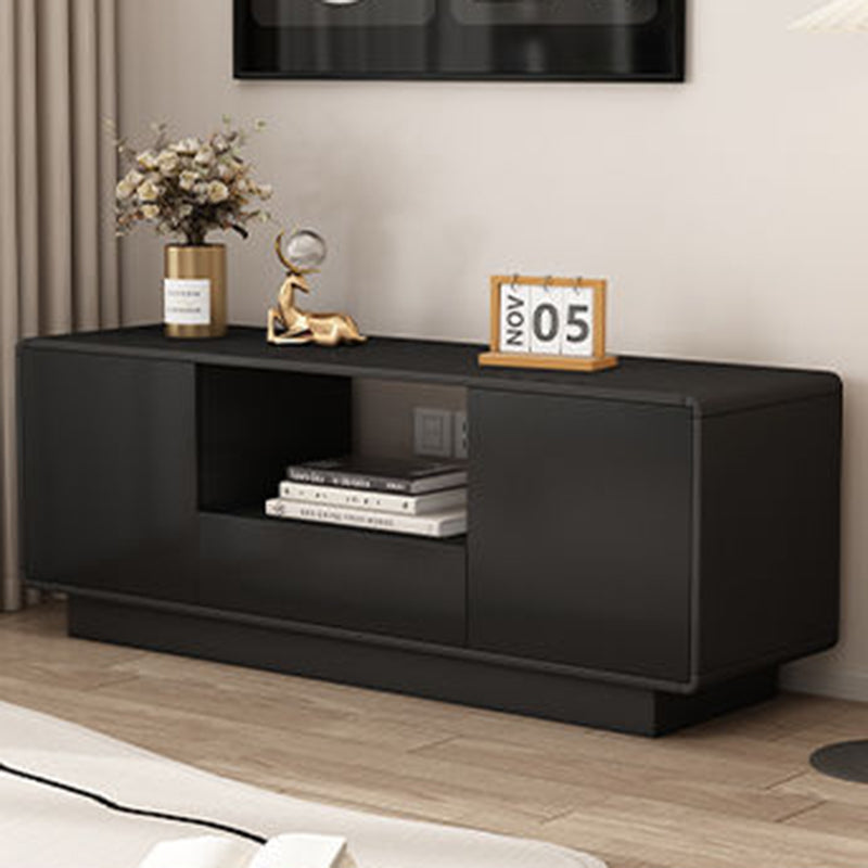 Moderner minimalistischer Eco Board TV-Ständer aus Massivholz mit mehreren Schichten, abgerundeter rechteckiger Form und 2 Aufbewahrungsmöglichkeiten für das Wohnzimmer 
