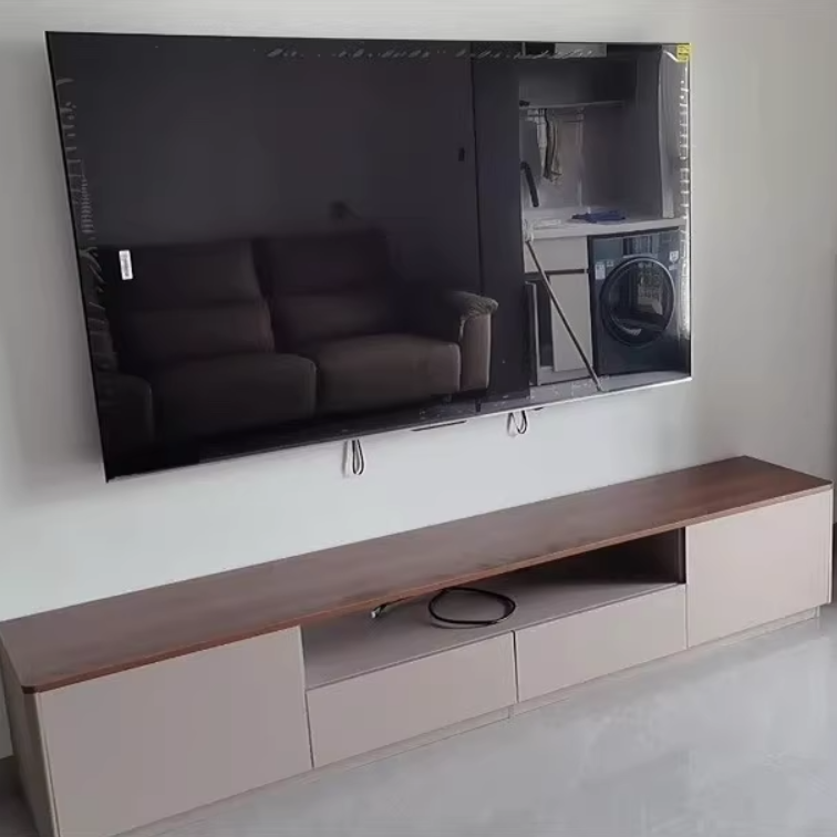 Traditionelles französisches TV-Regal aus massivem Holz mit abgerundeten Ecken und 2/3 Schubladen für das Wohnzimmer 