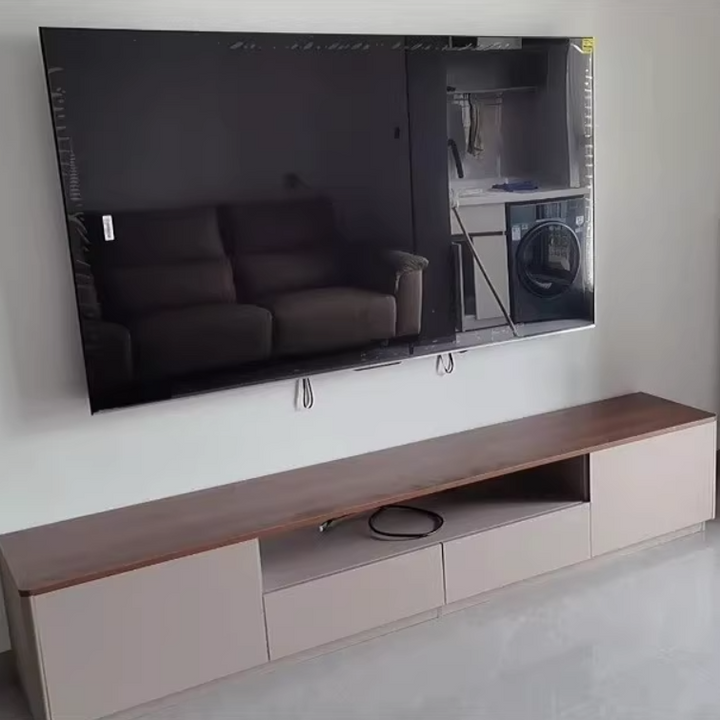 Traditionelles französisches TV-Regal aus massivem Holz mit abgerundeten Ecken und 2/3 Schubladen für das Wohnzimmer 