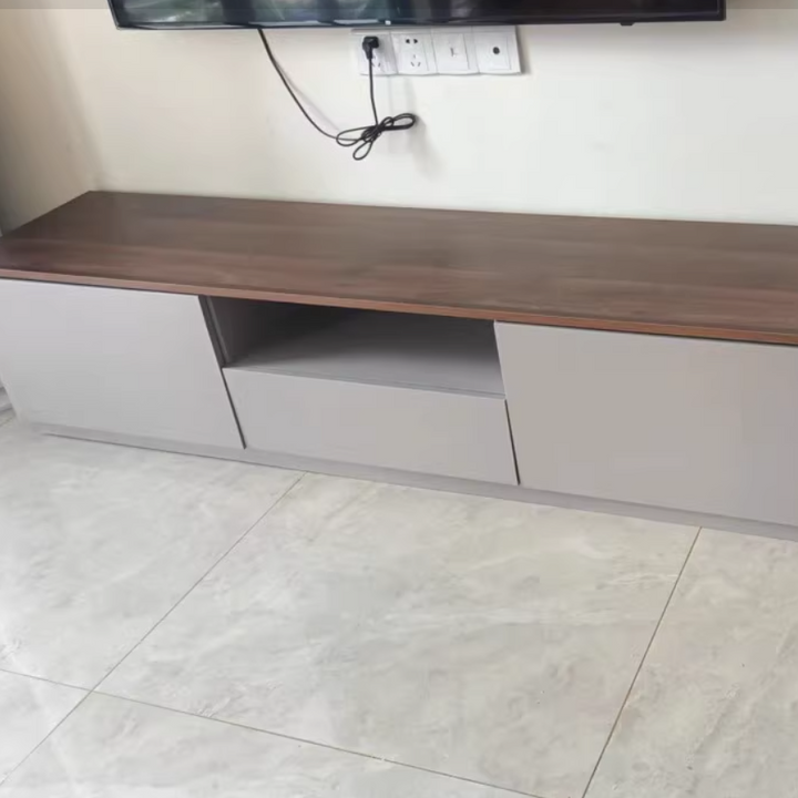 Traditionelles französisches TV-Regal aus massivem Holz mit abgerundeten Ecken und 2/3 Schubladen für das Wohnzimmer 